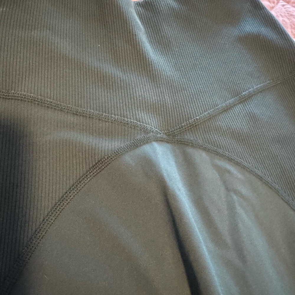 Offline by aerie Dark Green partially Ribbed leggings